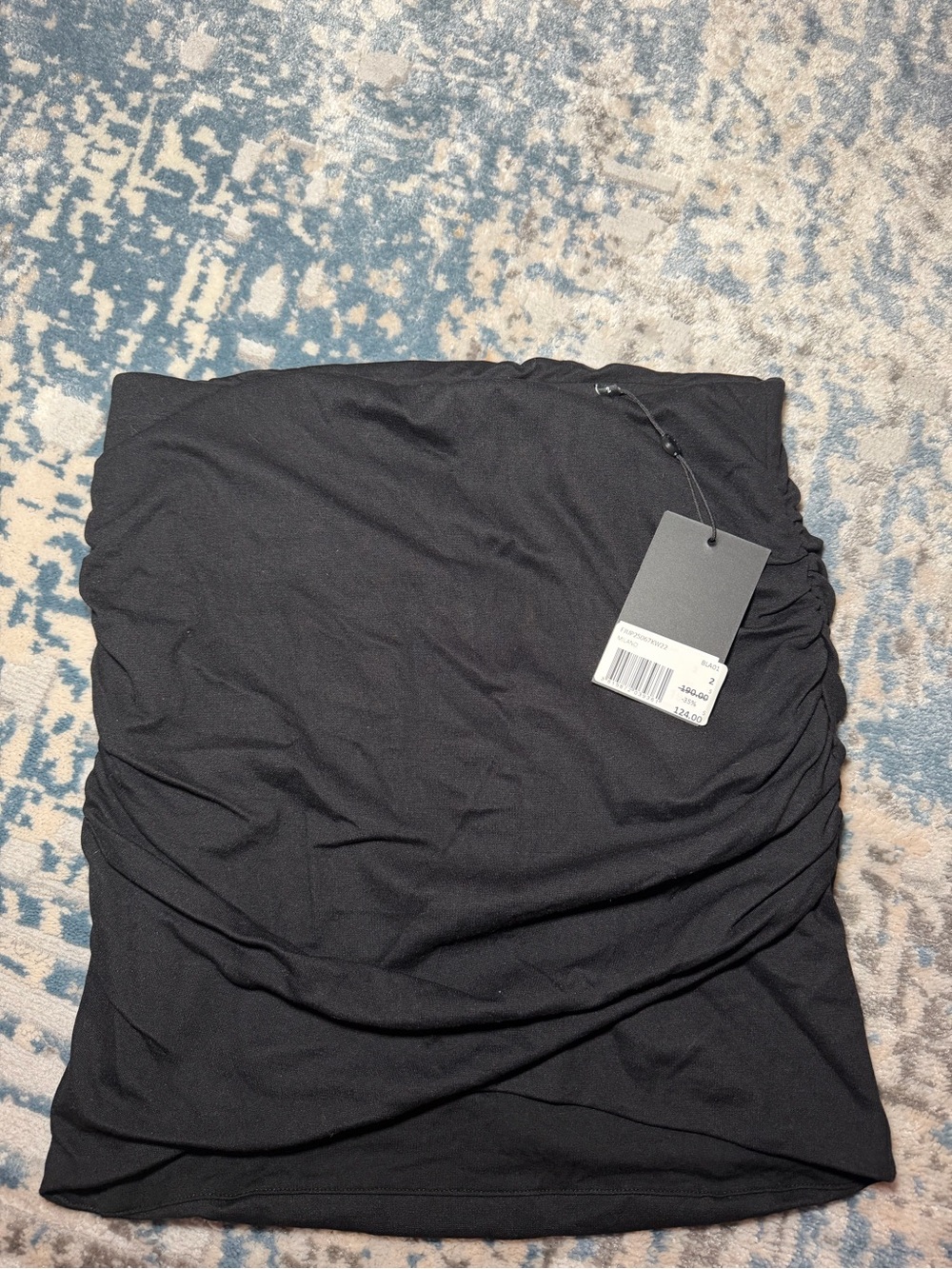 The Kooples Black Ruched Strapless Mini Skirt